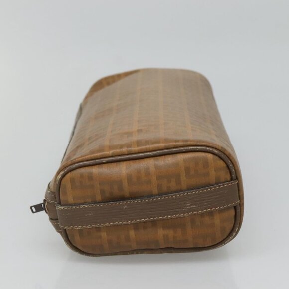 FENDI Zucchino Canvas Clutch Bag PVC Vintage Beige Auth am8012 - Picture 4 of 16